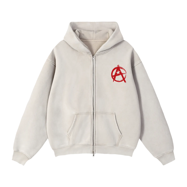 Zip-Through Boxy Fleece Hoodie