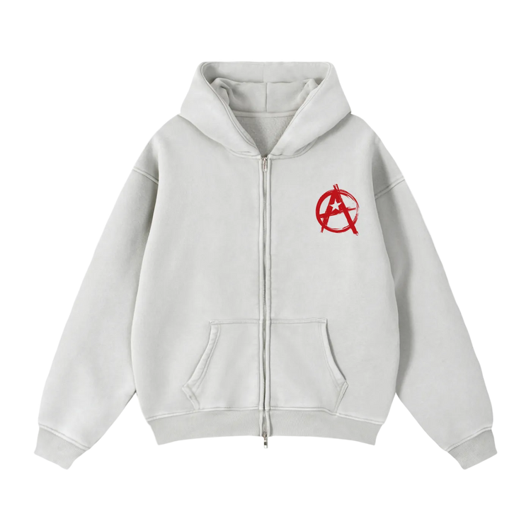 Zip-Through Boxy Fleece Hoodie