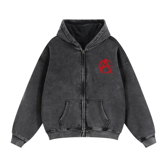 Zip-Through Boxy Fleece Hoodie